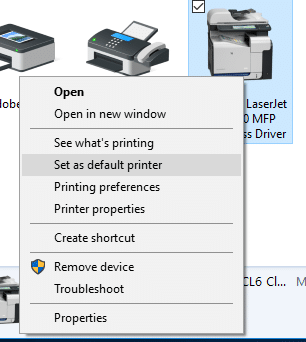 Set as default printer