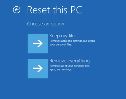Click on Keep My Files or Remove Everything Click on Keep My Files or Remove Everything