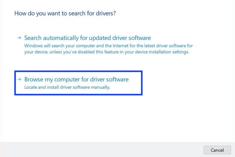 let computer search for drivers