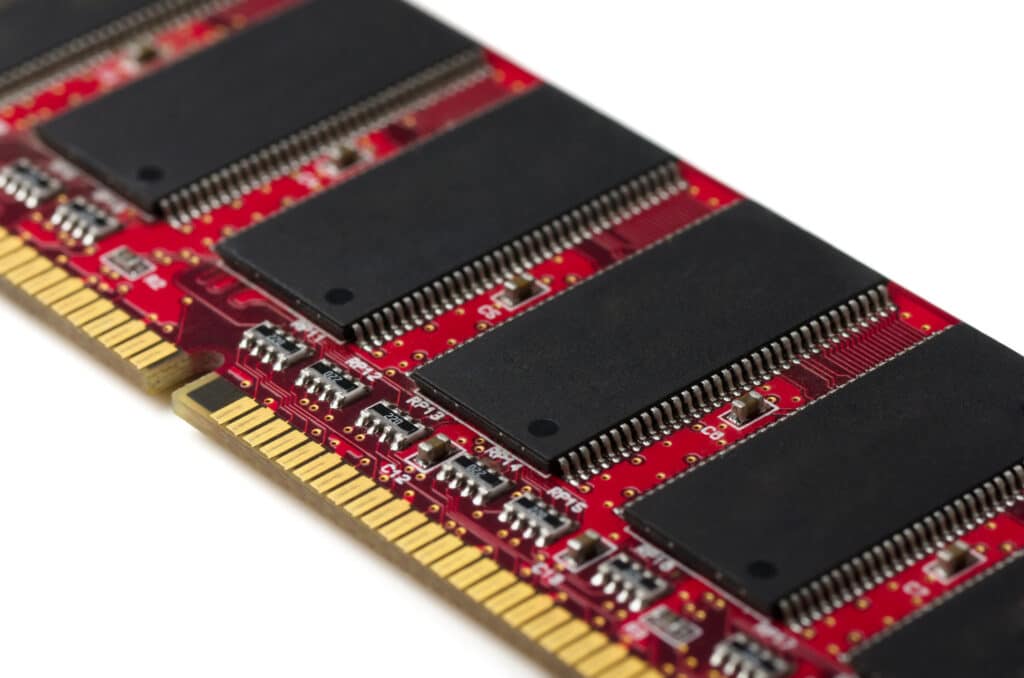 RAM for gaming PC Close-up of computer RAM module on white