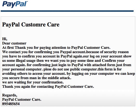 paypal scam