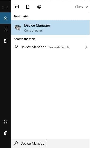 start and then device manager