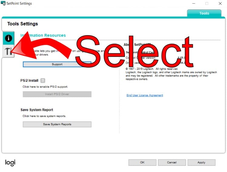 Open SetPoint Software Settings