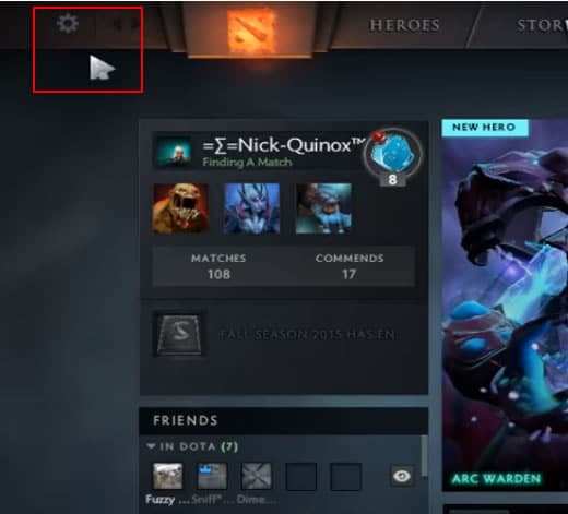 click the gear icon to open Settings