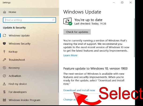 Update to 1903 Version of Windows 10