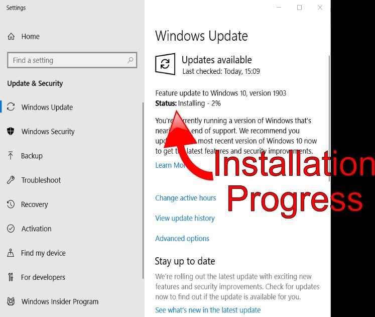 Installing Latest Windows Update