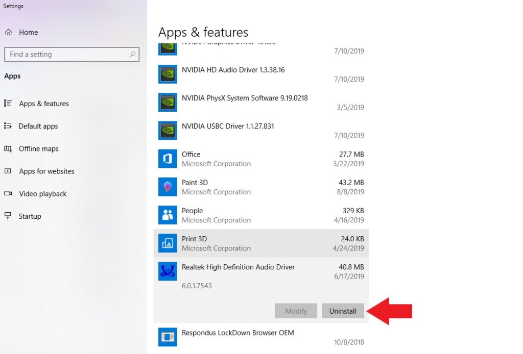 uninstall