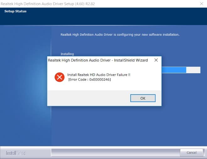Realtek HD Install Error 0x0000246