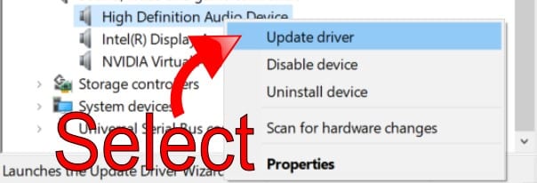 Select Update Driver