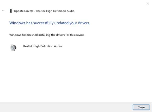 Driver Automatic Update Successfully Completed