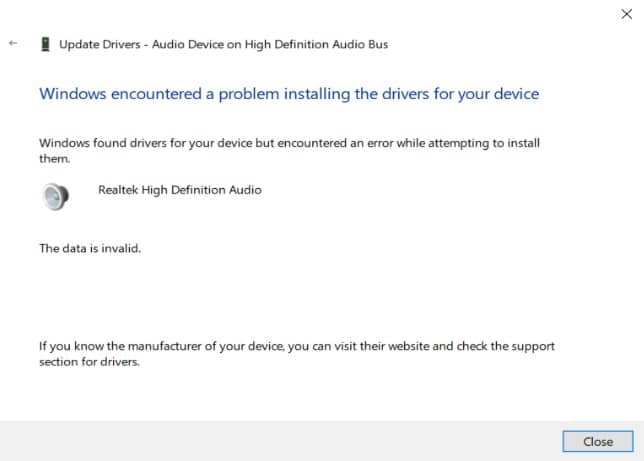 Failed to Automatically Update Device Driver