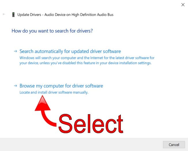 Select Browse my Computer for Driver