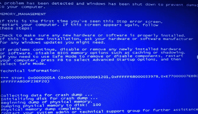 stop error screen windows 7