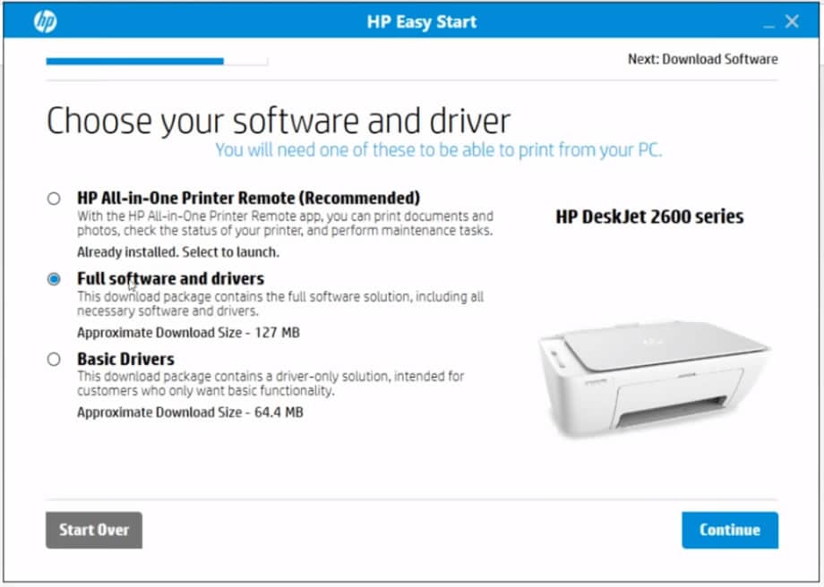 Full software and drivers option