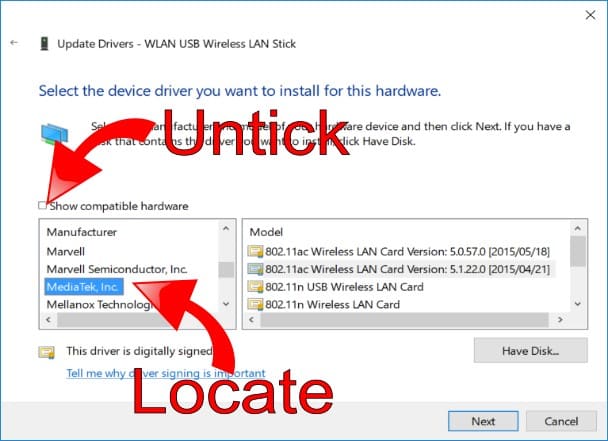 Locate MediaTek Drivers