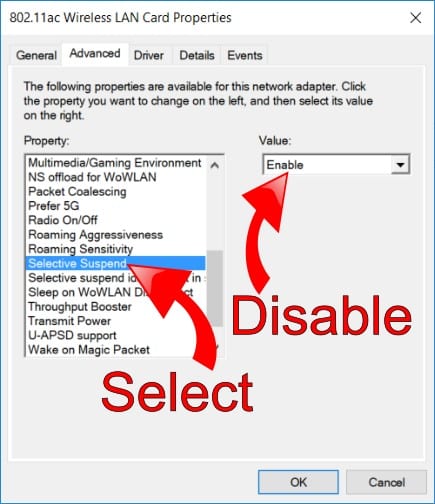 Disable Selective Suspend Setting